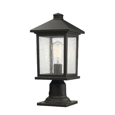 Z-Lite Portland 1 Light Outdoor Pier Mount Light, Oil Rubbed Bronze And Clear Seedy 531PHMR-533PM-ORB